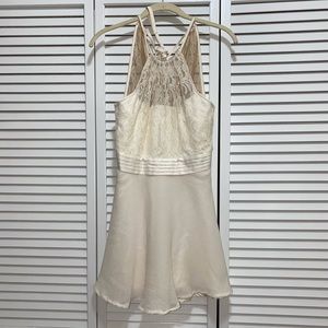 cream dress with lace top